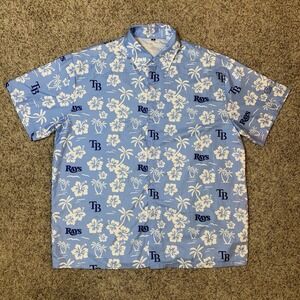 Tampa Bay Rays Shirt Mens M Tradewinds Island Resort Floral Hawaiian Button Logo